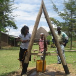 A low cost Rope pump model mounted on poles